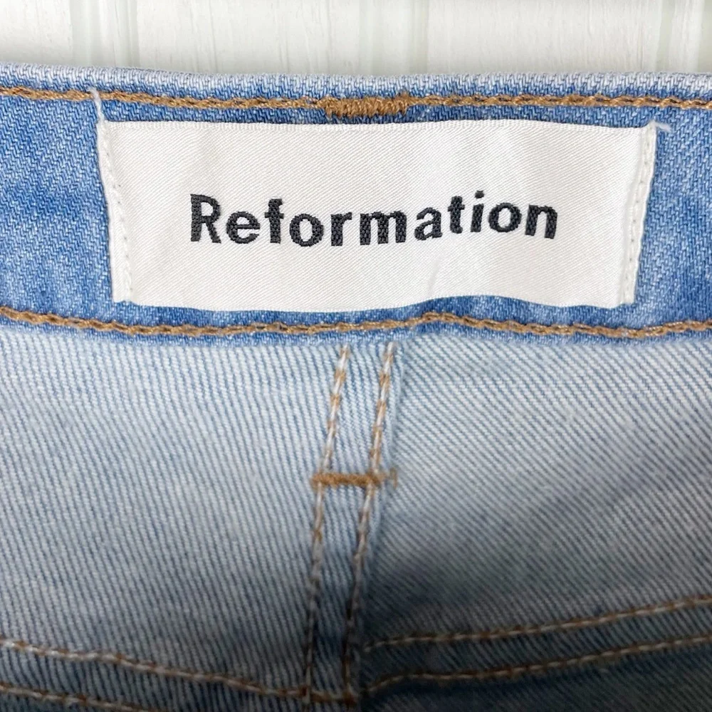 Reformation High and Straight Jeans in Indian Wash Blue Denim Women's Size 25
